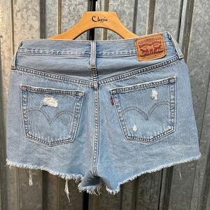 Levi's Light Wash Distressed Denim Cutoff Shorts